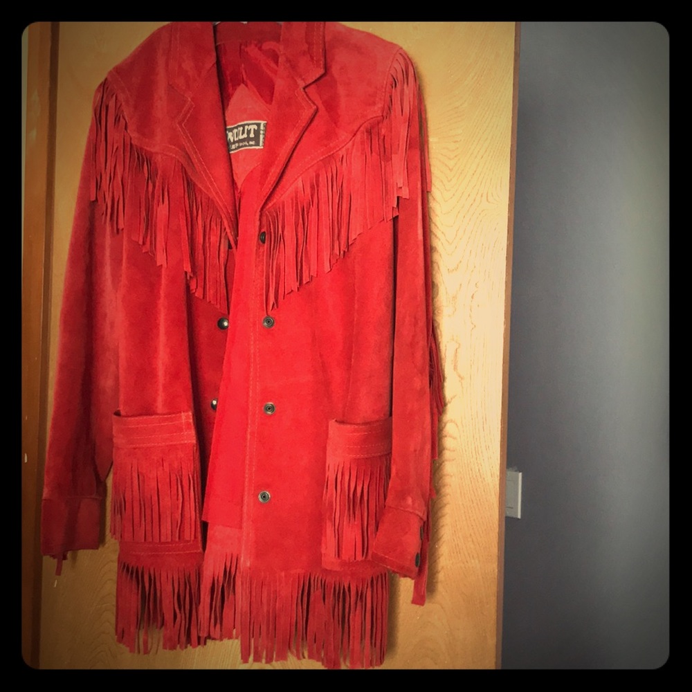 Vintage red fringe winlit jacket